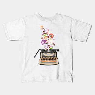 Creative Typewriter illustration with colorful swirls Kids T-Shirt